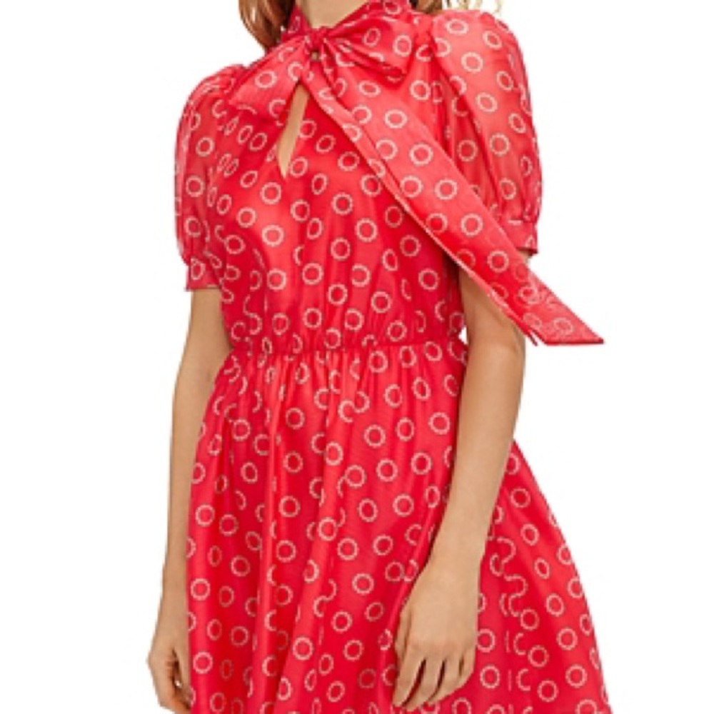 Ted Baker Tie Neck Circle Print Mini Dress-Women